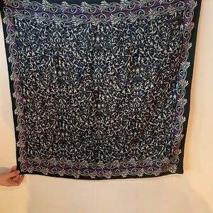 Elegant Versace Black and Purple Patterned Scarf